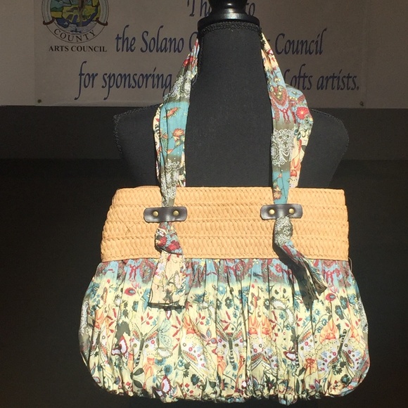 Handbags - Fabric and grass bohemian handbag